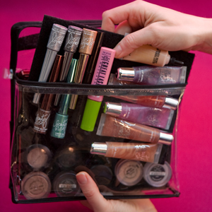 organize makeup on velcro board web